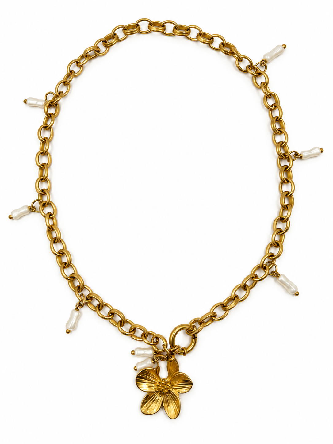 NACRE Natural Mother-of-Pearl Flower Charm Necklace