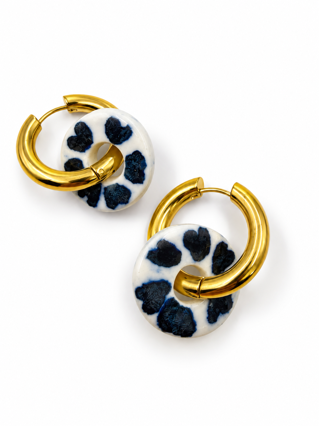 LIMOGES 03 Handcrafted Blue Porcelain Earrings