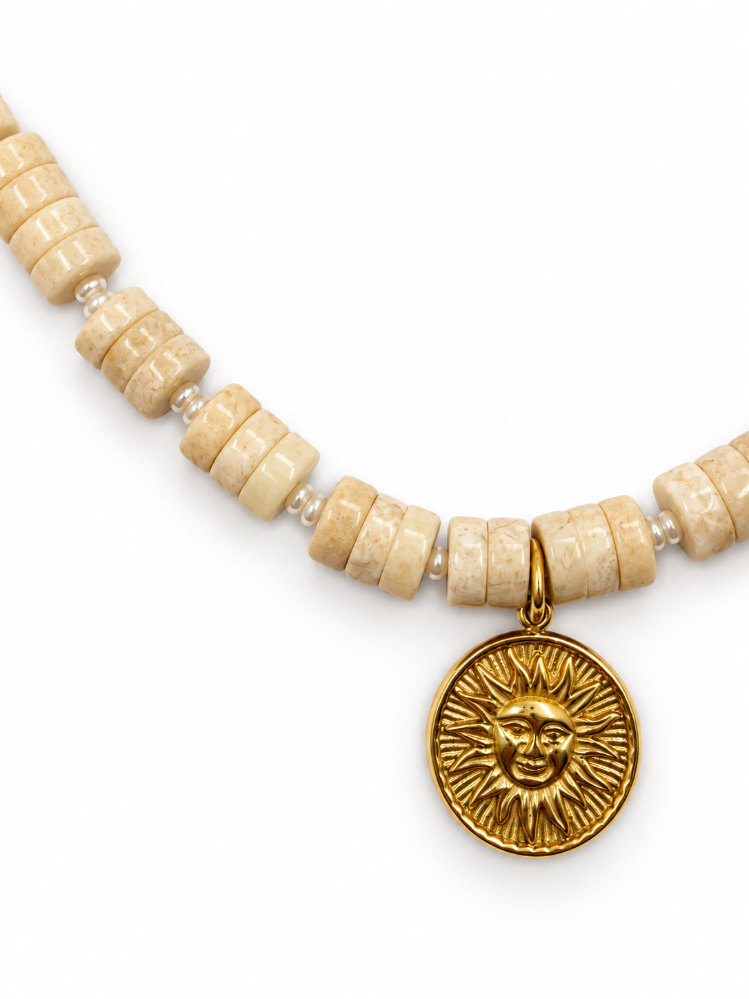 MOONY White Turquoise Sun Pendant Necklace