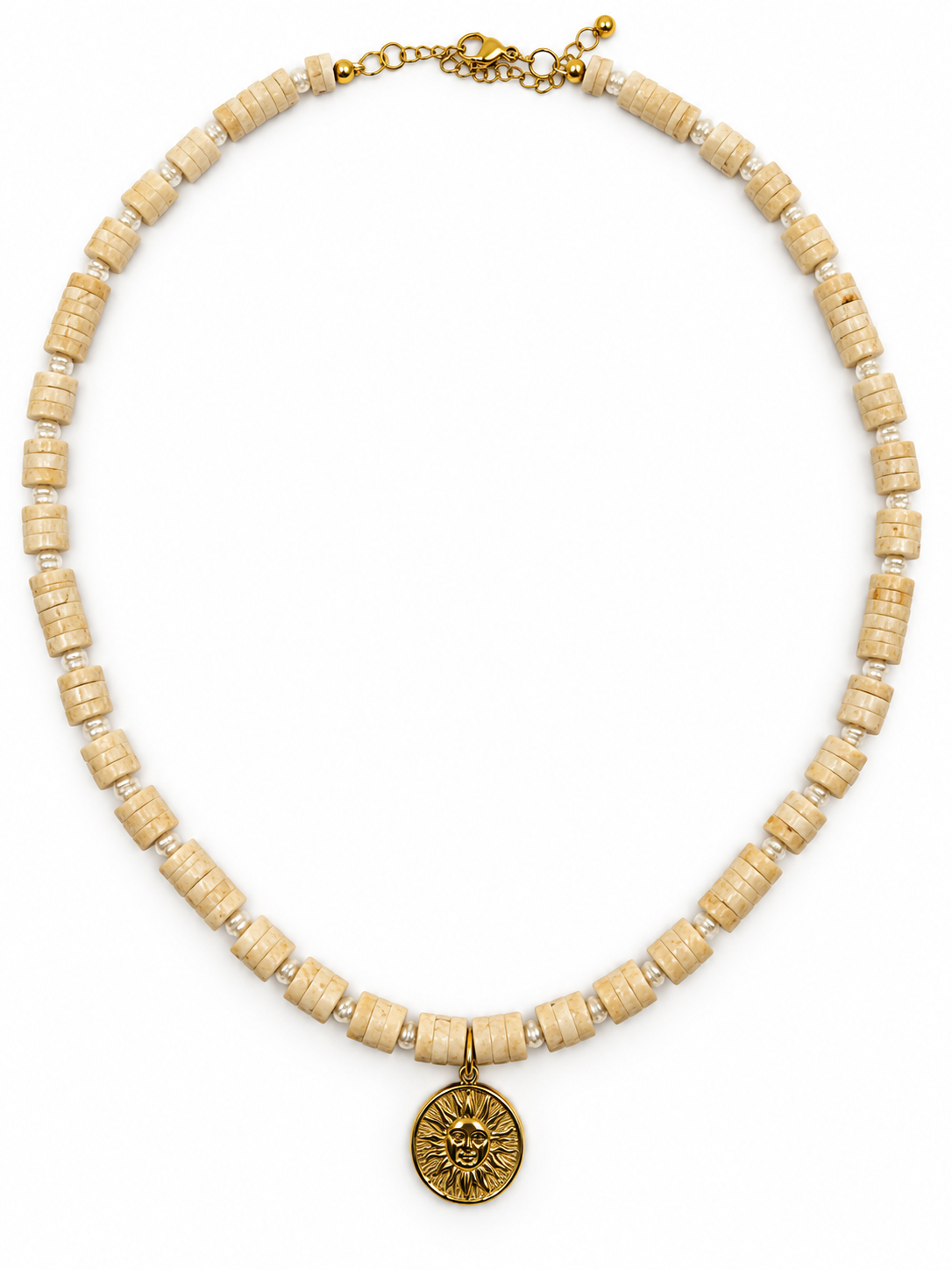 MOONY White Turquoise Sun Pendant Necklace