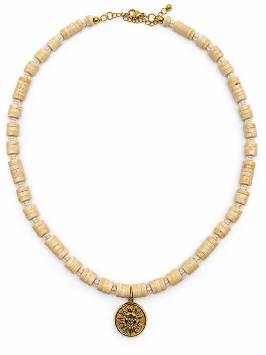 MOONY White Turquoise Sun Pendant Necklace