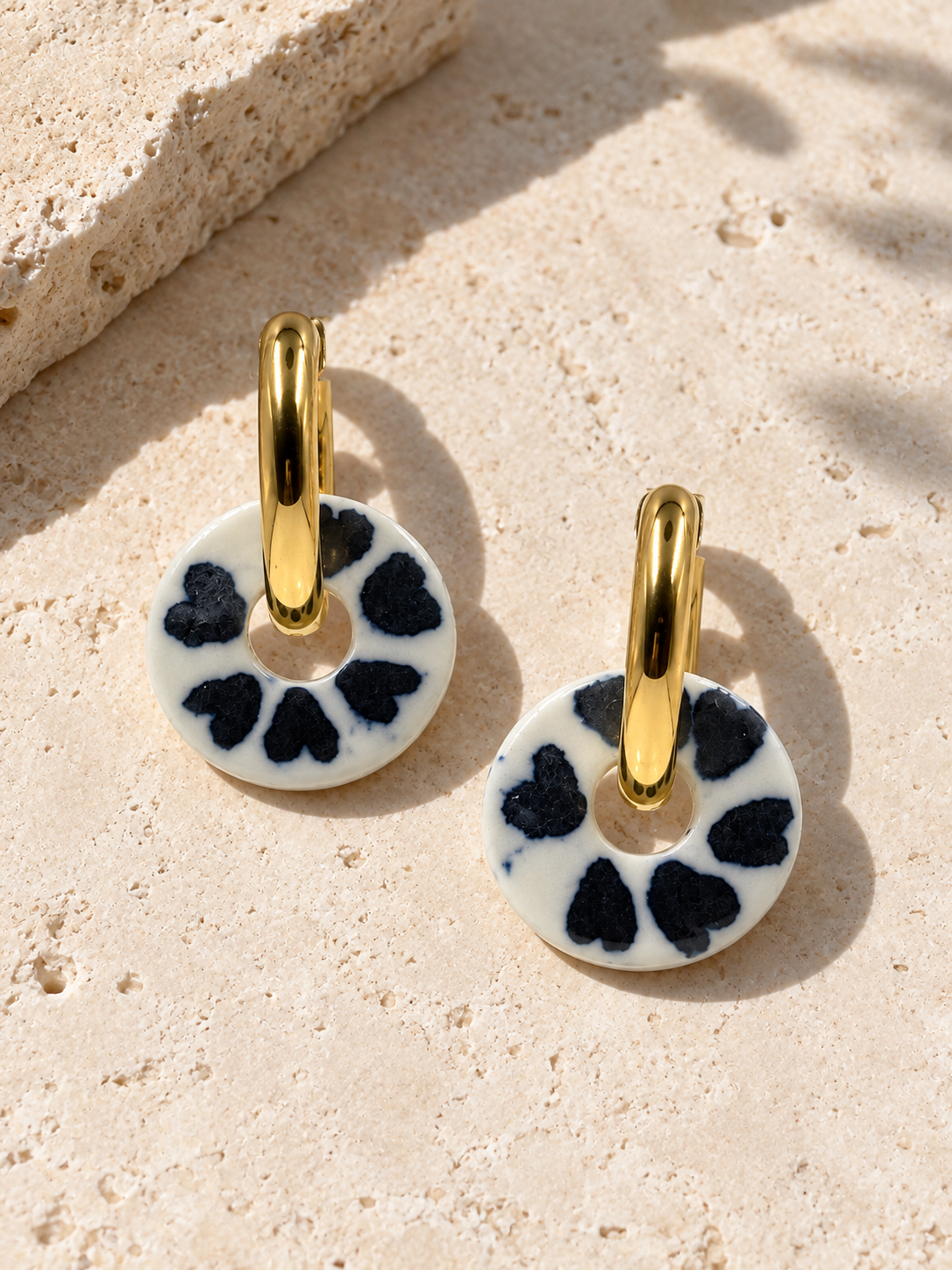 LIMOGES 03 Handcrafted Blue Porcelain Earrings