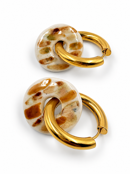 LIMOGES 02 Handcrafted Limoges Porcelain Hoop Earrings