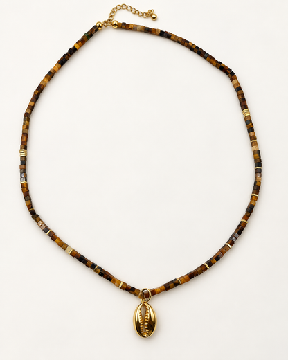 FUMEE Natural Tiger’s Eye Cowrie Necklace