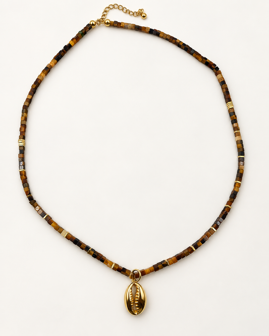 FUMEE Natural Tiger’s Eye Cowrie Necklace