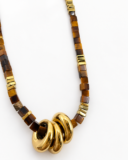 FUMEE Natural Tiger’s Eye Pendant Necklace