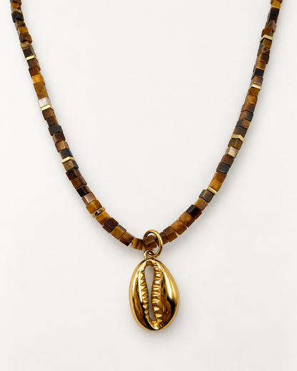 FUMEE Natural Tiger’s Eye Cowrie Necklace
