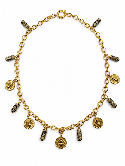 BEEW Dalmatian Jasper Charm Necklace