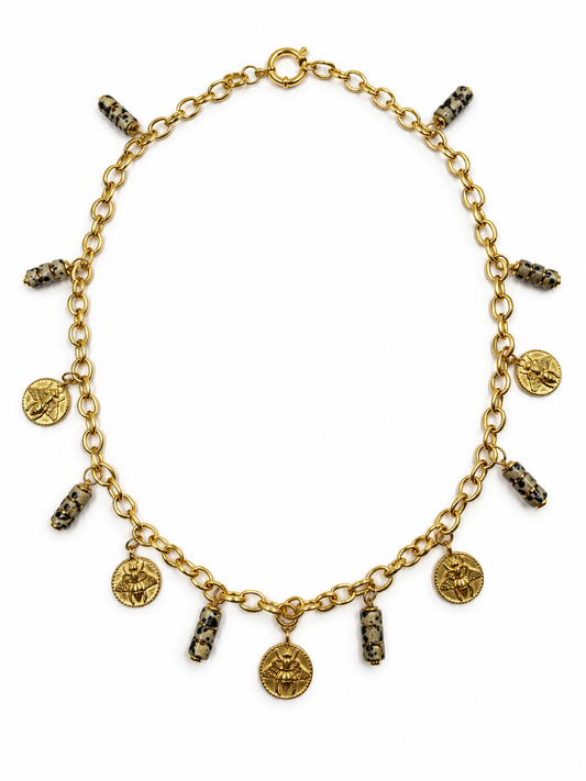 BEEW Dalmatian Jasper Charm Necklace