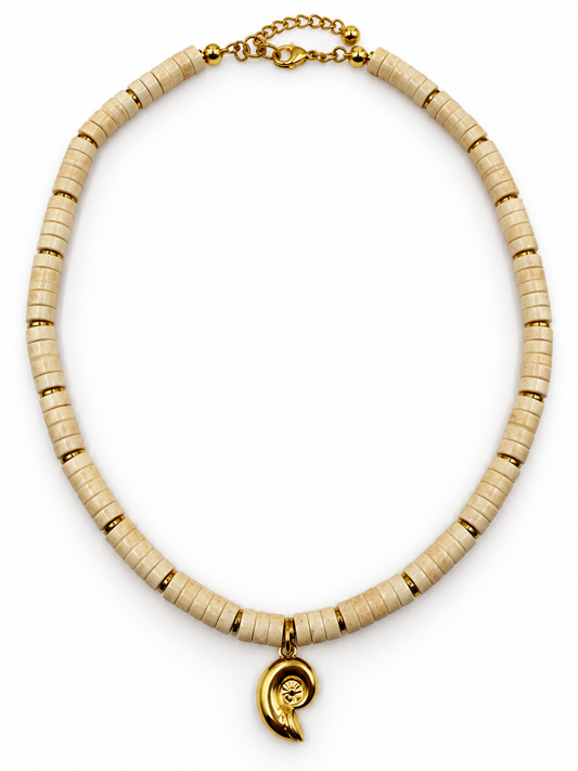 MOONY 01 White Turquoise Shell Pendant Necklace